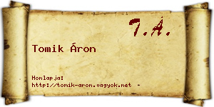 Tomik Áron névjegykártya